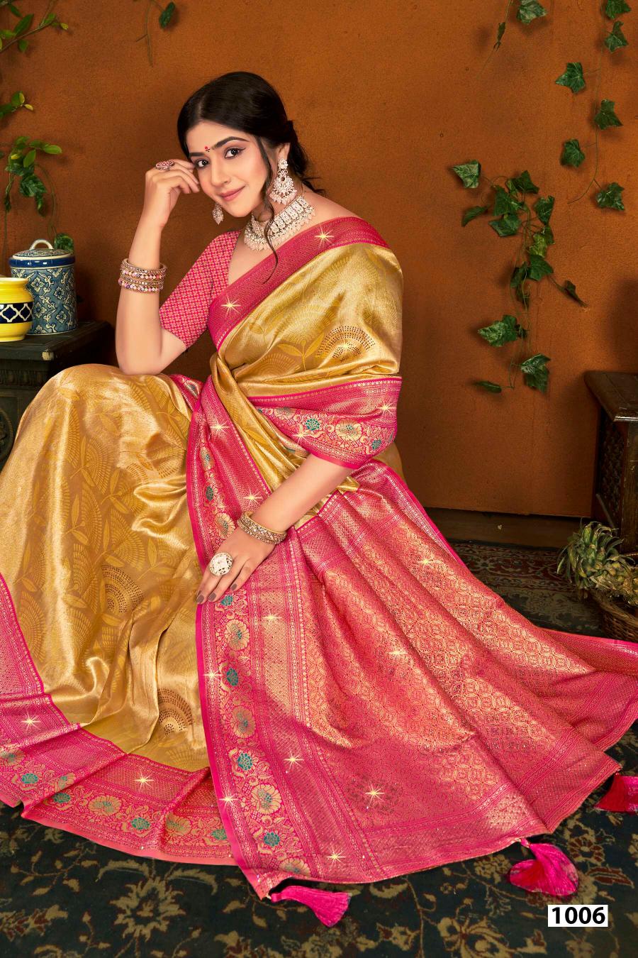 Saroj Shamaa Tissue Swarovski vol.3 Tissue silk saree  in surat with price wholesale