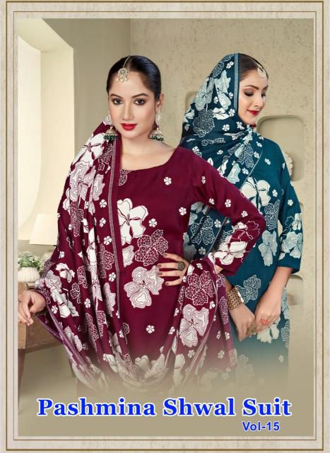 SAT Pashmina Shwal Suit Vol-15 – Dress Material - Wholesale Catalog
