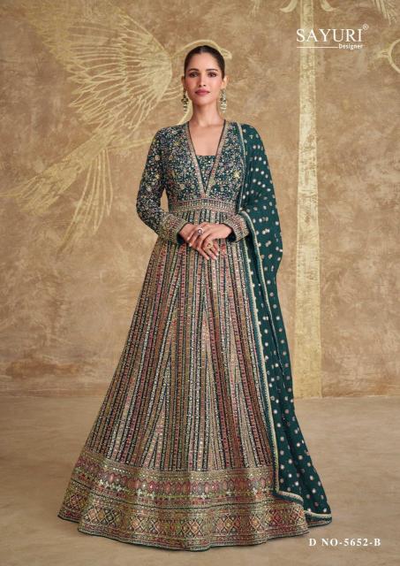 Sayuri Royal Gold Georgette Designer Gown top brands for women kurti in india