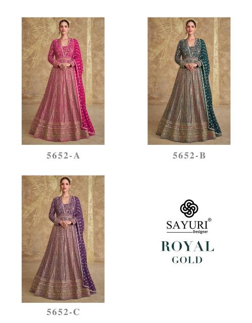 Sayuri Royal Gold Georgette Designer Gown top brands for women kurti in india