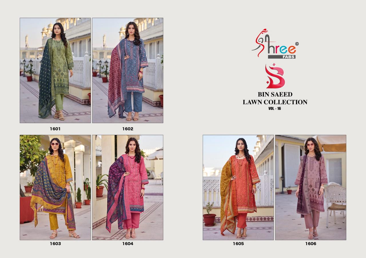 Shree Bin Saeed Lawn Collection Vol 16 Salwar Kameez Wholesale Catalog