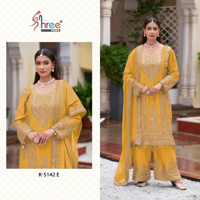 Shree Fabs K 5142 CDEFG Chinon Pakistani Suits Wholesale Catalog