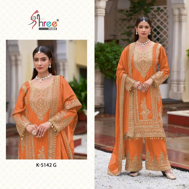 Shree Fabs K 5142 CDEFG Chinon Pakistani Suits Wholesale Catalog