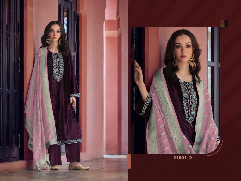 Super Hit Velvet 51001 A To D Velvet Salwar Kameez Wholesale Catalog