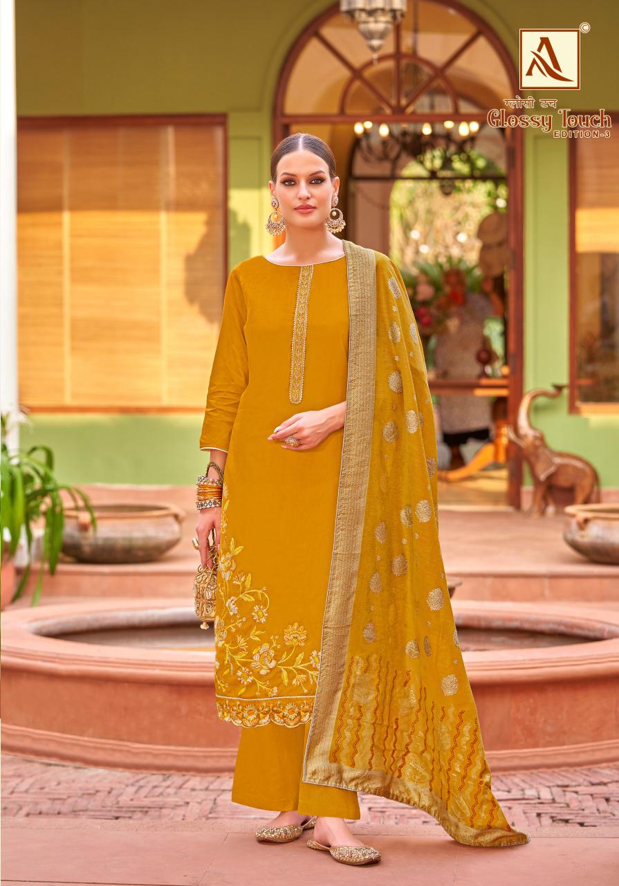 Alok Glossy Touch Vol 3 Catalog dress material wholesaler in kolkata