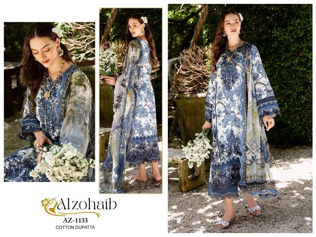 Alzohaib Az 1133 To 1139 Cotton Dupatta Pakistani Suits Wholesale Catalog