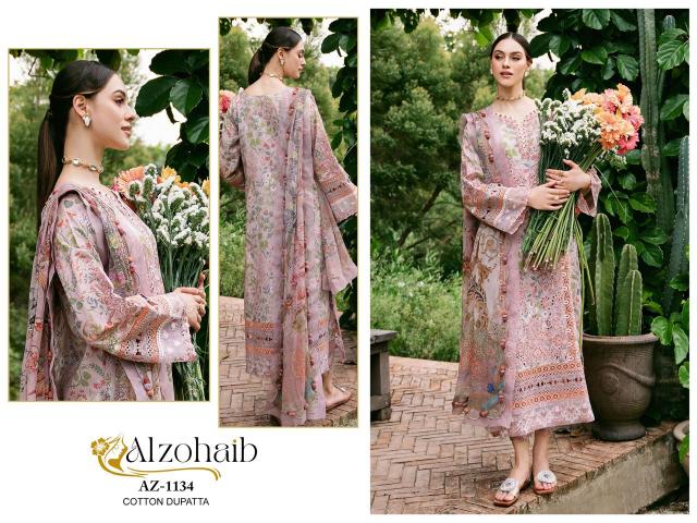 Alzohaib Az 1133 To 1139 Cotton Dupatta Pakistani Suits Wholesale Catalog