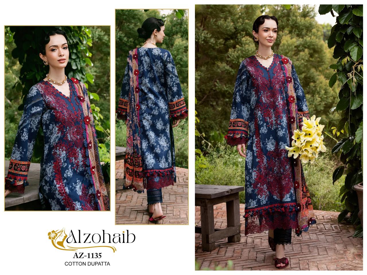 Alzohaib Az 1135 To 1141 Cotton Dupatta Pakistani Suits in delhi chandni chowk