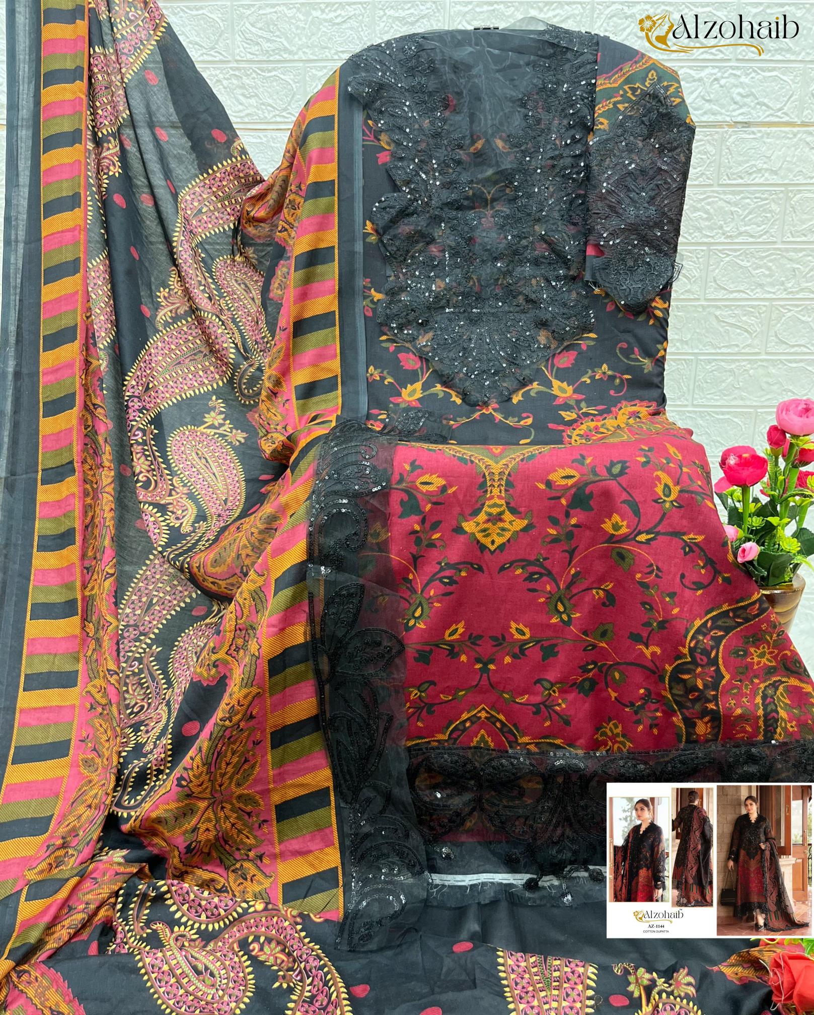 Alzohaib Az 1144 Cotton Dupatta pakistani suits in mumbai