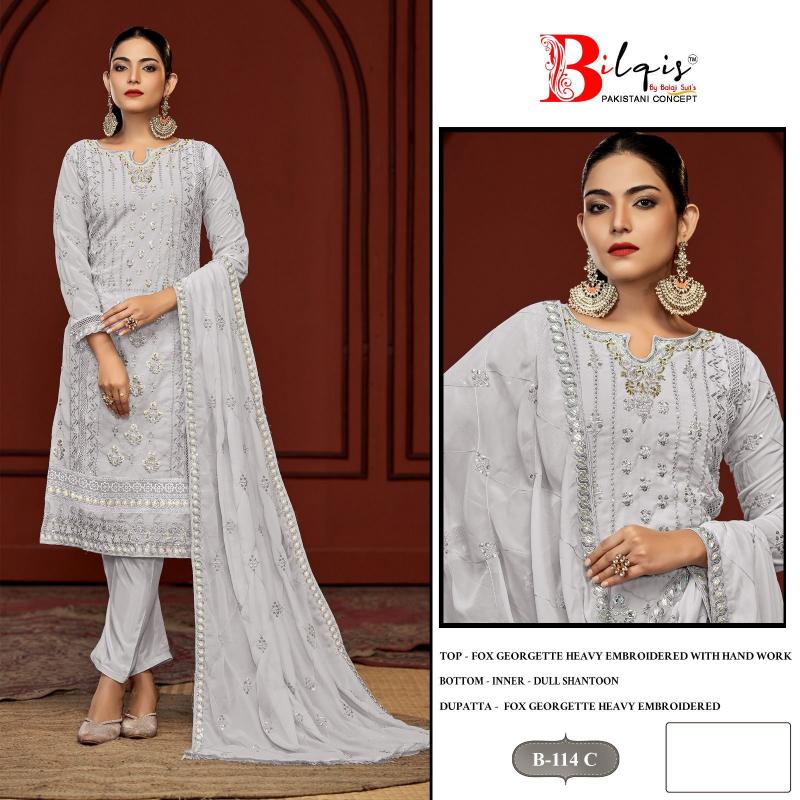 Bilqis B 114 Catalog Georgette palazzo suits pakistani