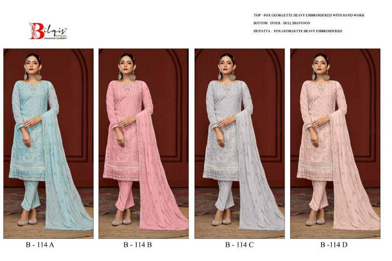 Bilqis B 114 Catalog Georgette palazzo suits pakistani