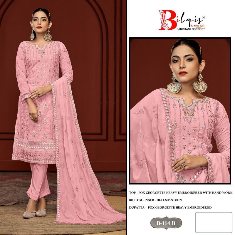 Bilqis B 114 Catalog Georgette palazzo suits pakistani