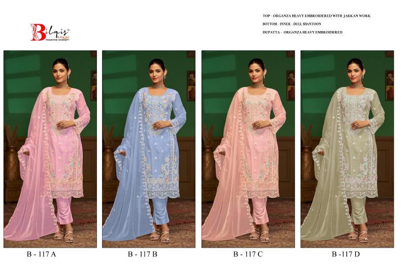 Bilqis B 117 A To D Pakistani Suits Wholesale catalog