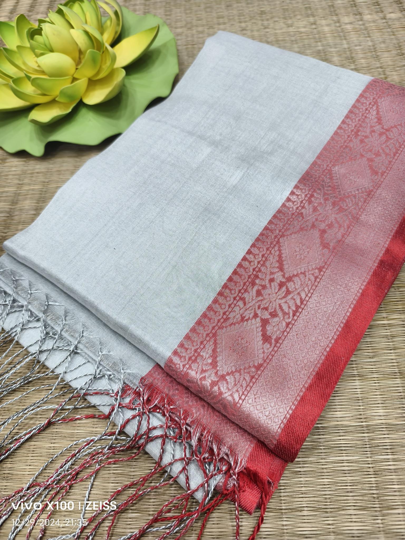 Blousewala Tissue plain saree with border online india