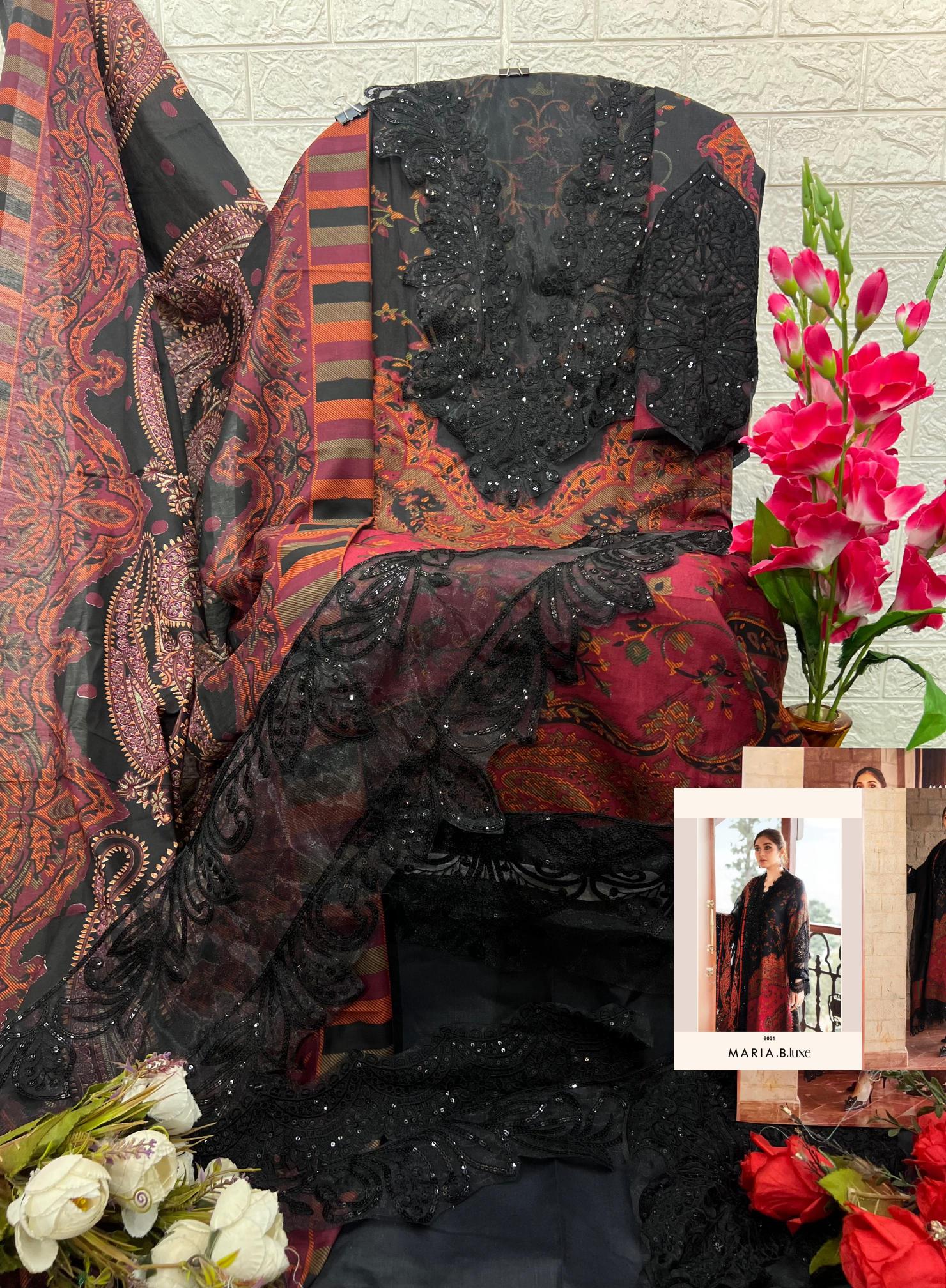 Deepsy Maria B Luxe 8031 AB Super Hit Deisgn catalog red pakistani suit