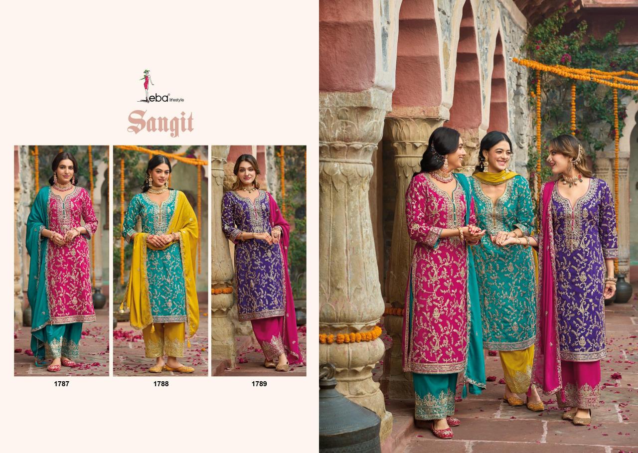 Eba Sangit Catalog Chinon Embroidered Ready Made pakistani wedding suits for women