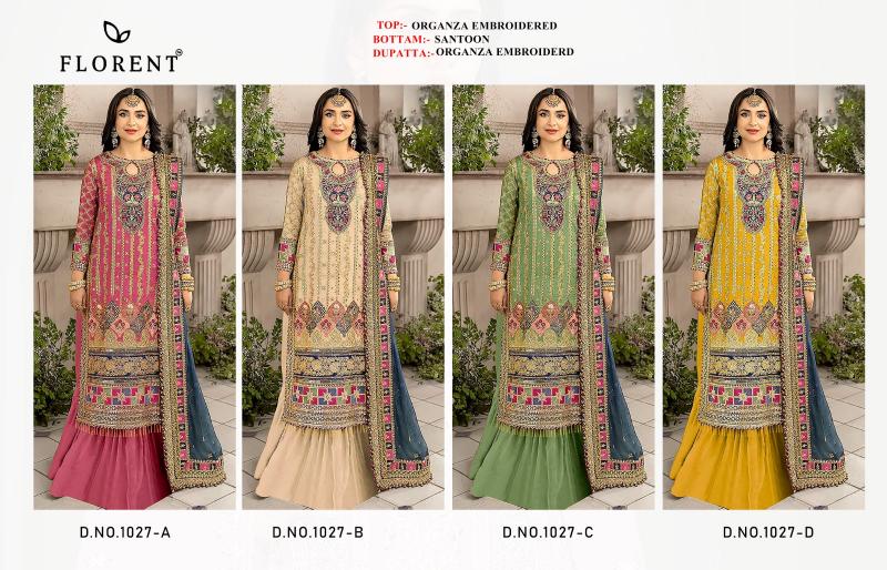 Florent 1027 A To D Embroidered Pakistani Salwar Kameez Wholesale Catalog 
