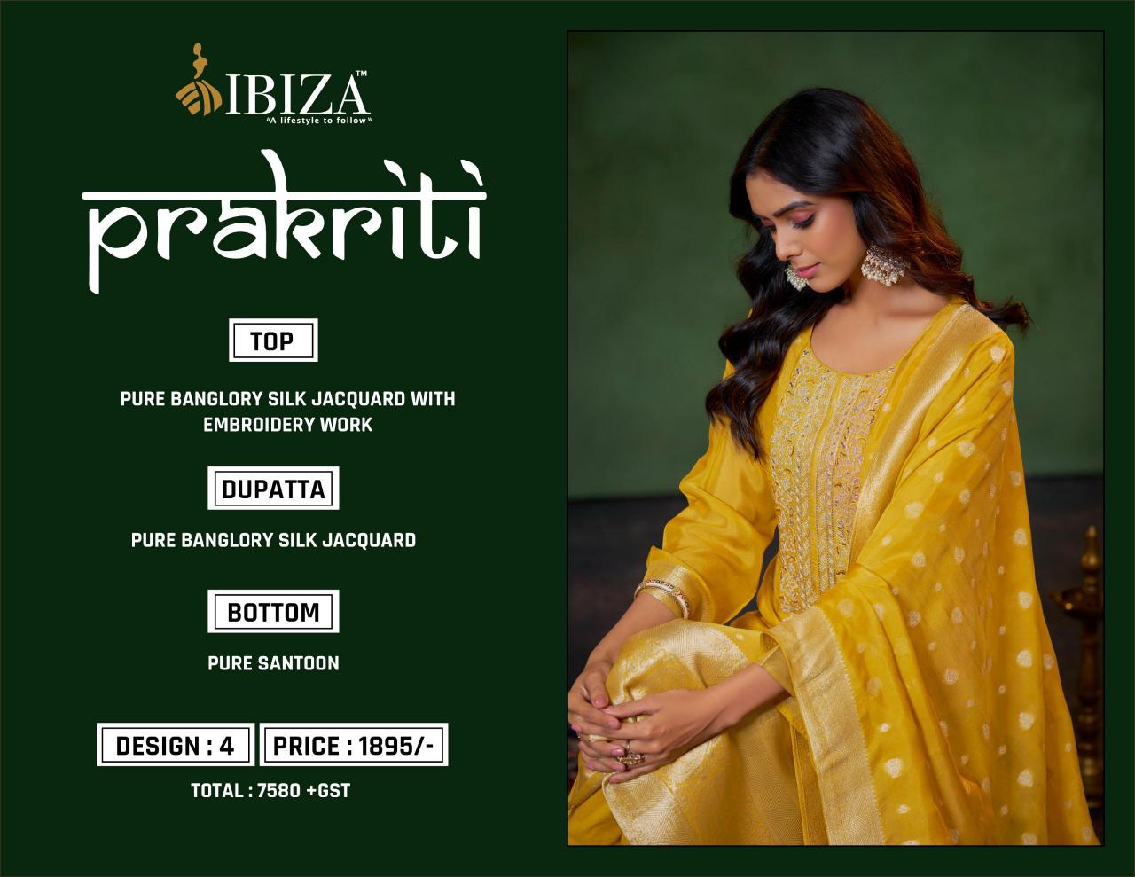 Ibiza Parakriti Pure Banglory Silk Jacquard Salwar Kameez Wholesale Catalog