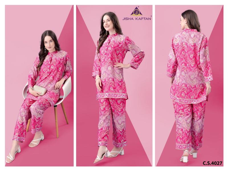 Jisha Kaftan Silk Co ord Set Vol 8 Catalog Western wear Wholesaler