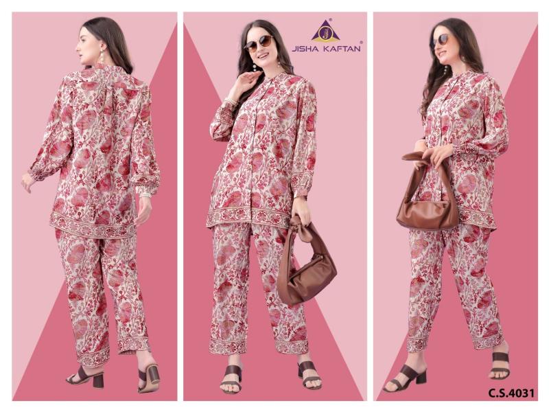 Jisha Kaftan Silk Co ord Set Vol 8 Catalog Western wear Wholesaler