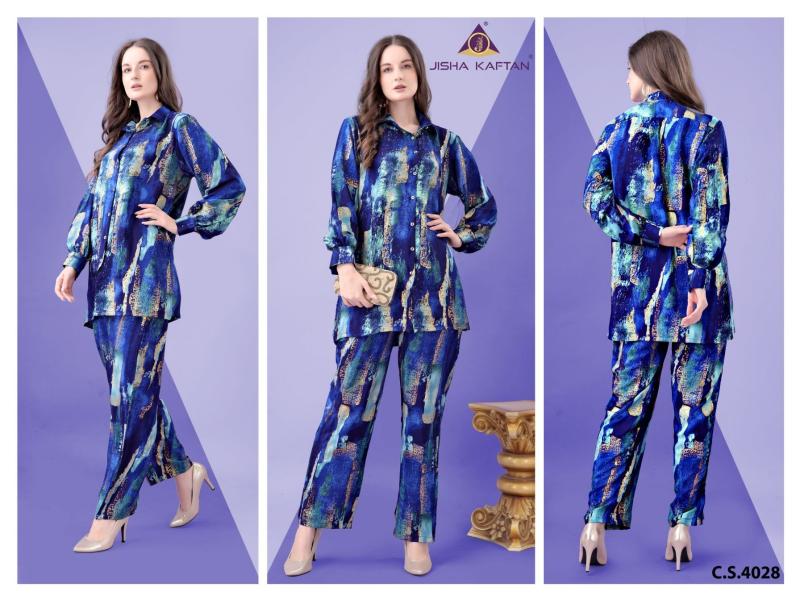 Jisha Kaftan Silk Co ord Set Vol 8 Catalog Western wear Wholesaler