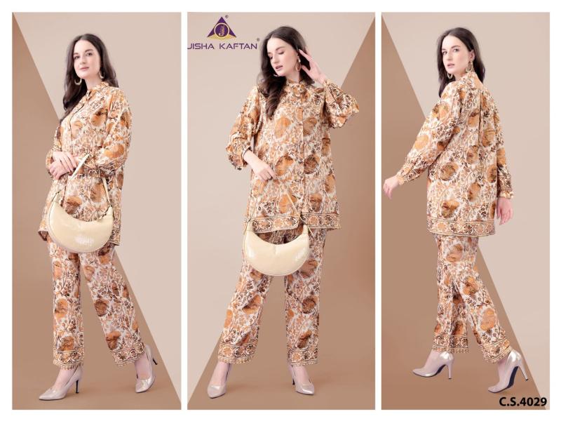 Jisha Kaftan Silk Co ord Set Vol 8 Catalog Western wear Wholesaler