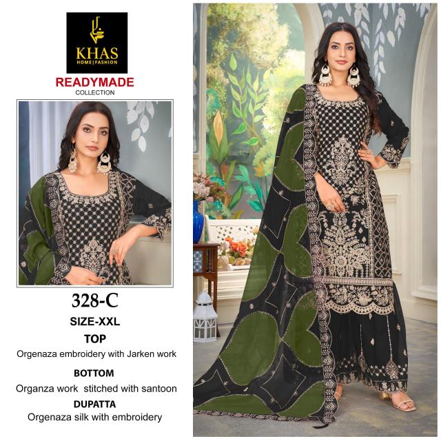 Khas 328 Catalog Organza Embroidered Ready Made pakistani gharara suits