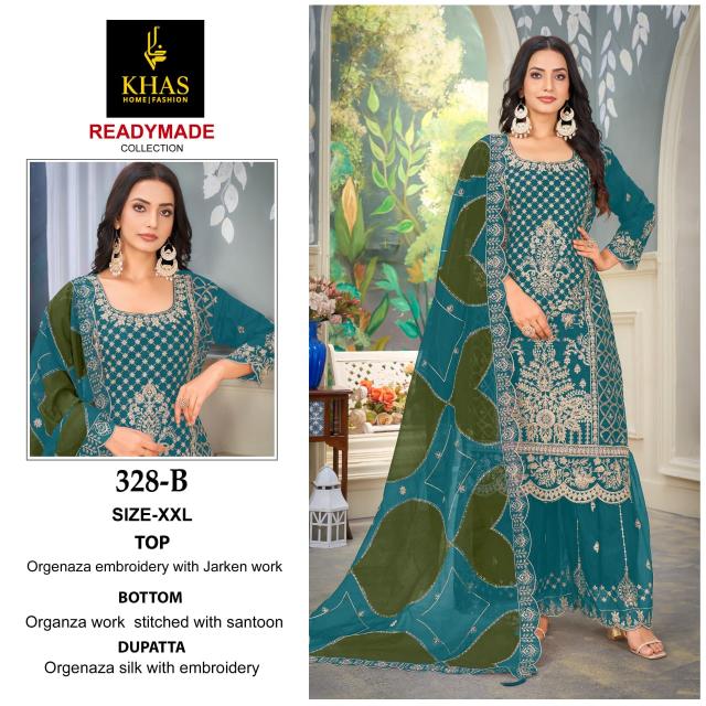 Khas 328 Catalog Organza Embroidered Ready Made pakistani gharara suits