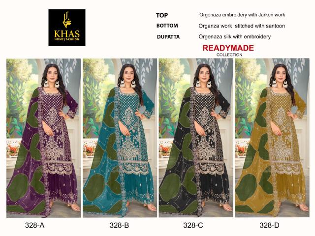 Khas 328 Catalog Organza Embroidered Ready Made pakistani gharara suits