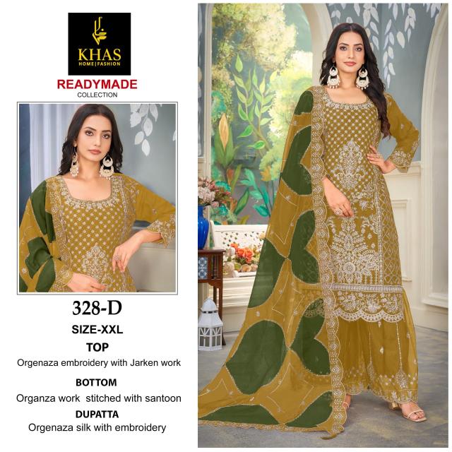 Khas 328 Catalog Organza Embroidered Ready Made pakistani gharara suits