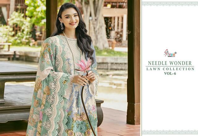 Shree Needle Wonder Lawn Collection Vol 6 Chiffon Dupatta wholesale salwar kameez online