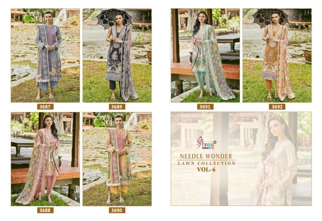 Shree Needle Wonder Lawn Collection Vol 6 Cotton Dupatta wholesale salwar kameez pakistani