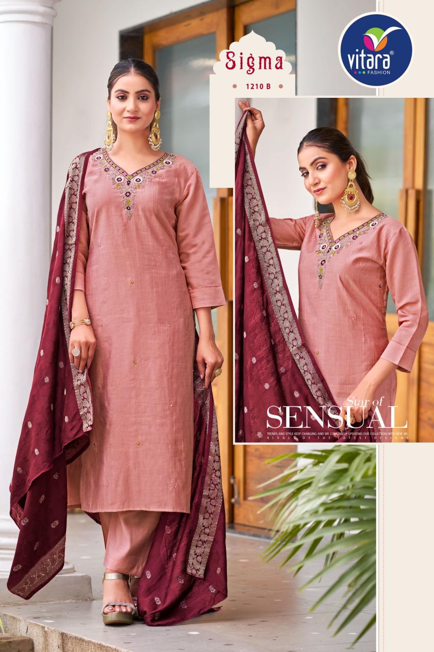 Vitara Sigma Catalog Roman Dobby Silk Kurti Bottom With Dupatta
