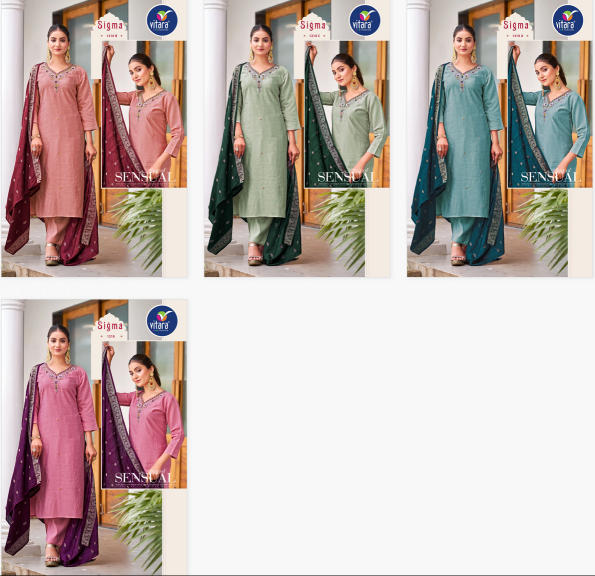 Vitara Sigma Catalog Roman Dobby Silk Kurti Bottom With Dupatta