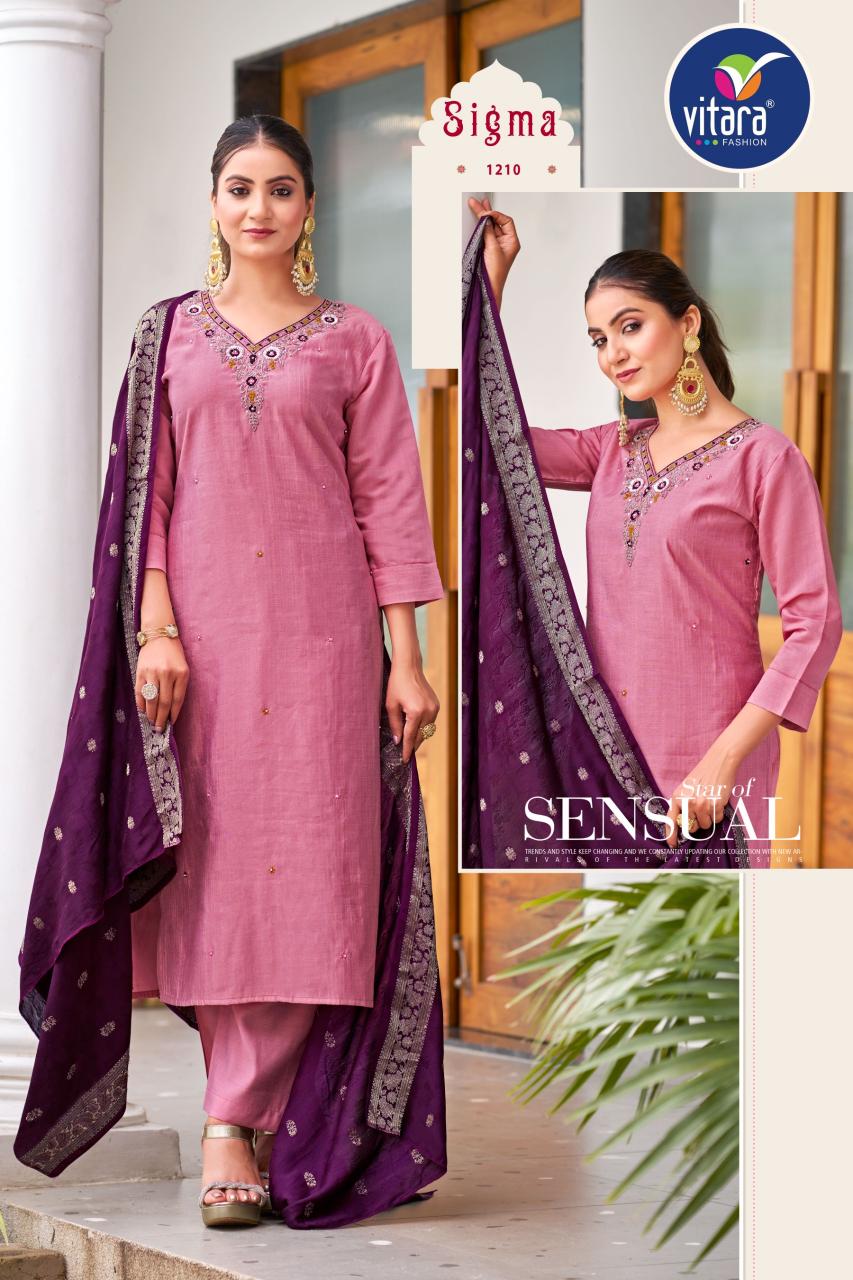 Vitara Sigma Catalog Roman Dobby Silk Kurti Bottom With Dupatta