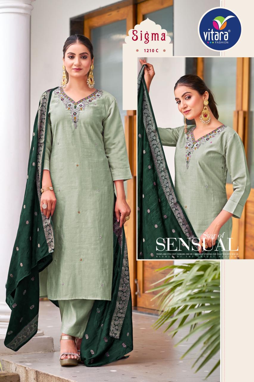 Vitara Sigma Catalog Roman Dobby Silk Kurti Bottom With Dupatta