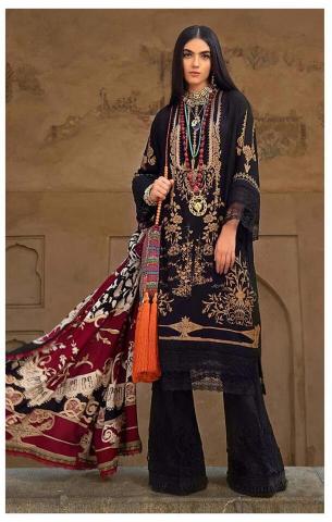 Alzohaib Az 1148, 1152, 1154 catalog Chiffon Dupatta pakistani black suit design