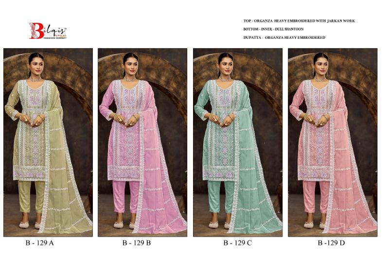 Bilqis B 129 Catalog Organza pakistani suits online with price
