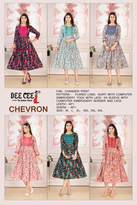 Deecee Chevron catalog neck design catalogue for full sleeves long kurti