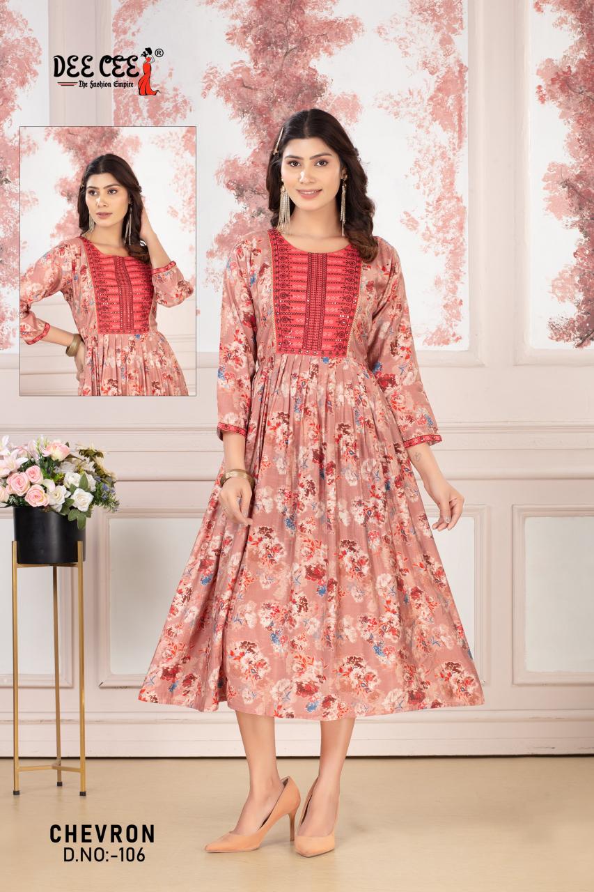 Deecee Chevron catalog neck design catalogue for full sleeves long kurti