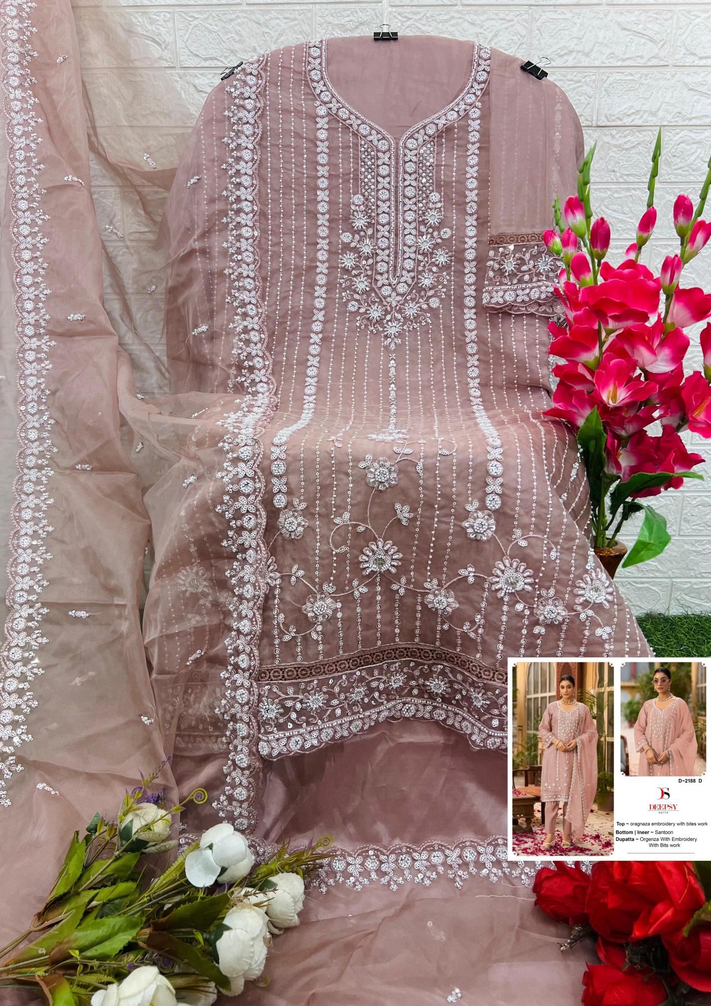 Deepsy 2188 catalog Organza Embroidered blue pakistani salwar suit