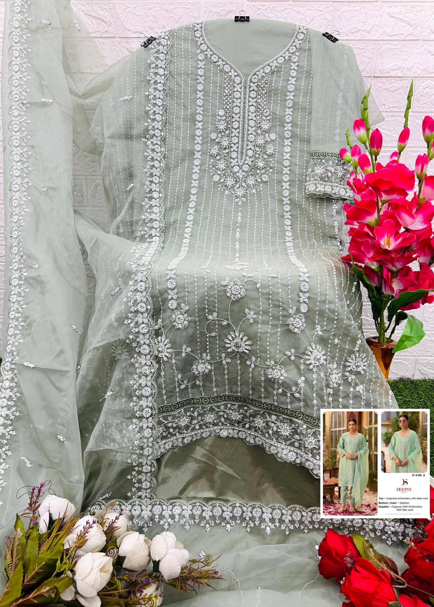 Deepsy 2188 catalog Organza Embroidered blue pakistani salwar suit