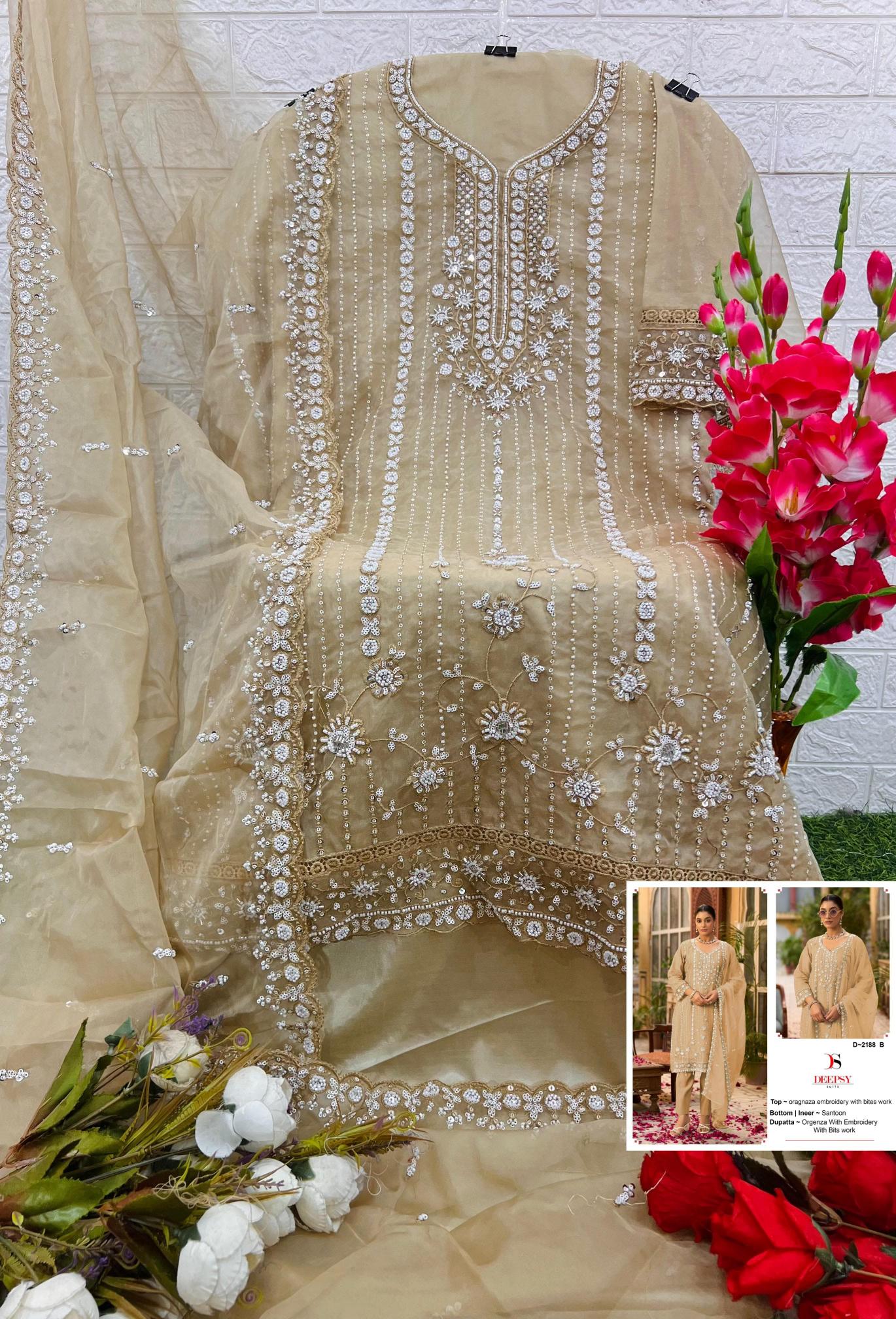 Deepsy 2188 catalog Organza Embroidered blue pakistani salwar suit