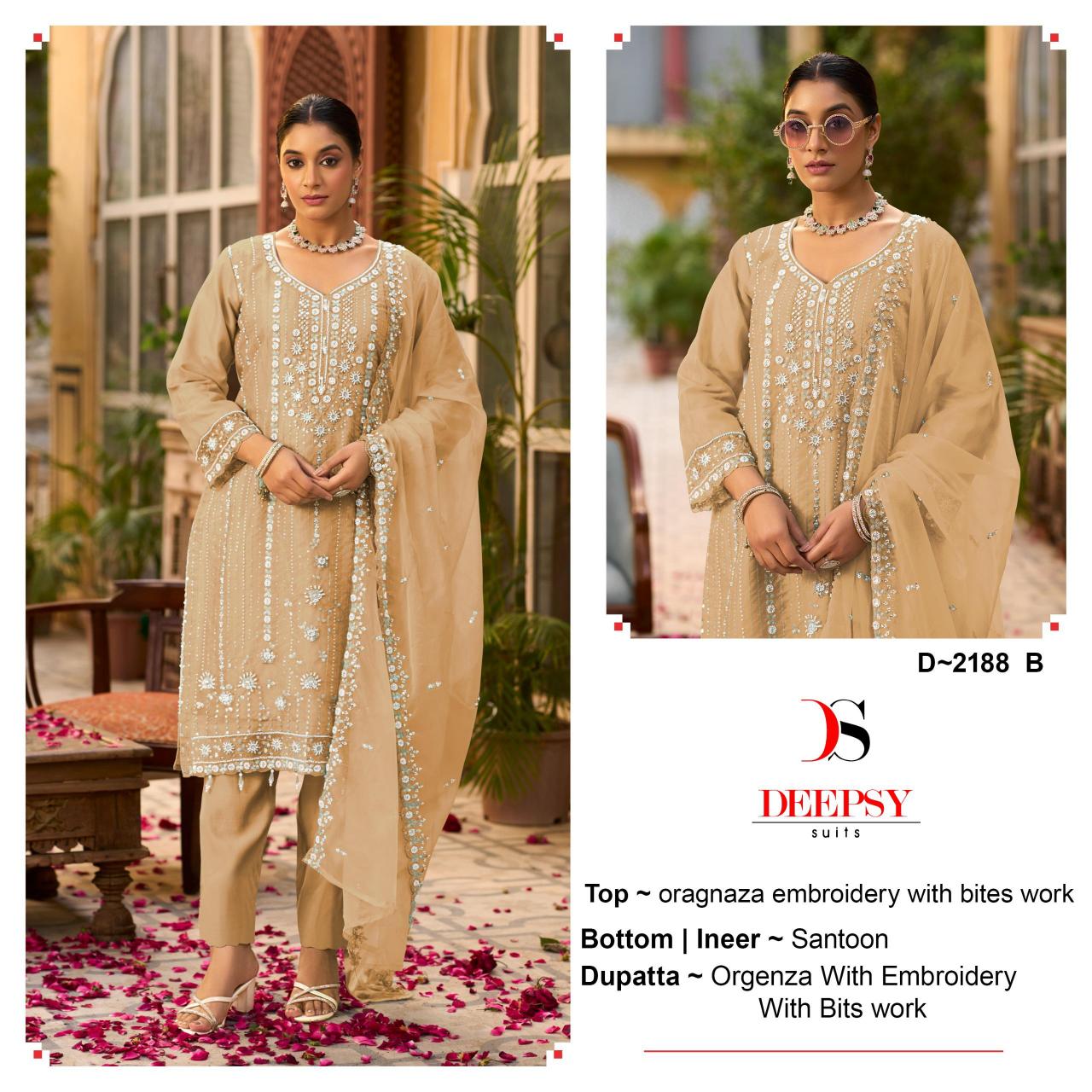 Deepsy 2188 catalog Organza Embroidered blue pakistani salwar suit