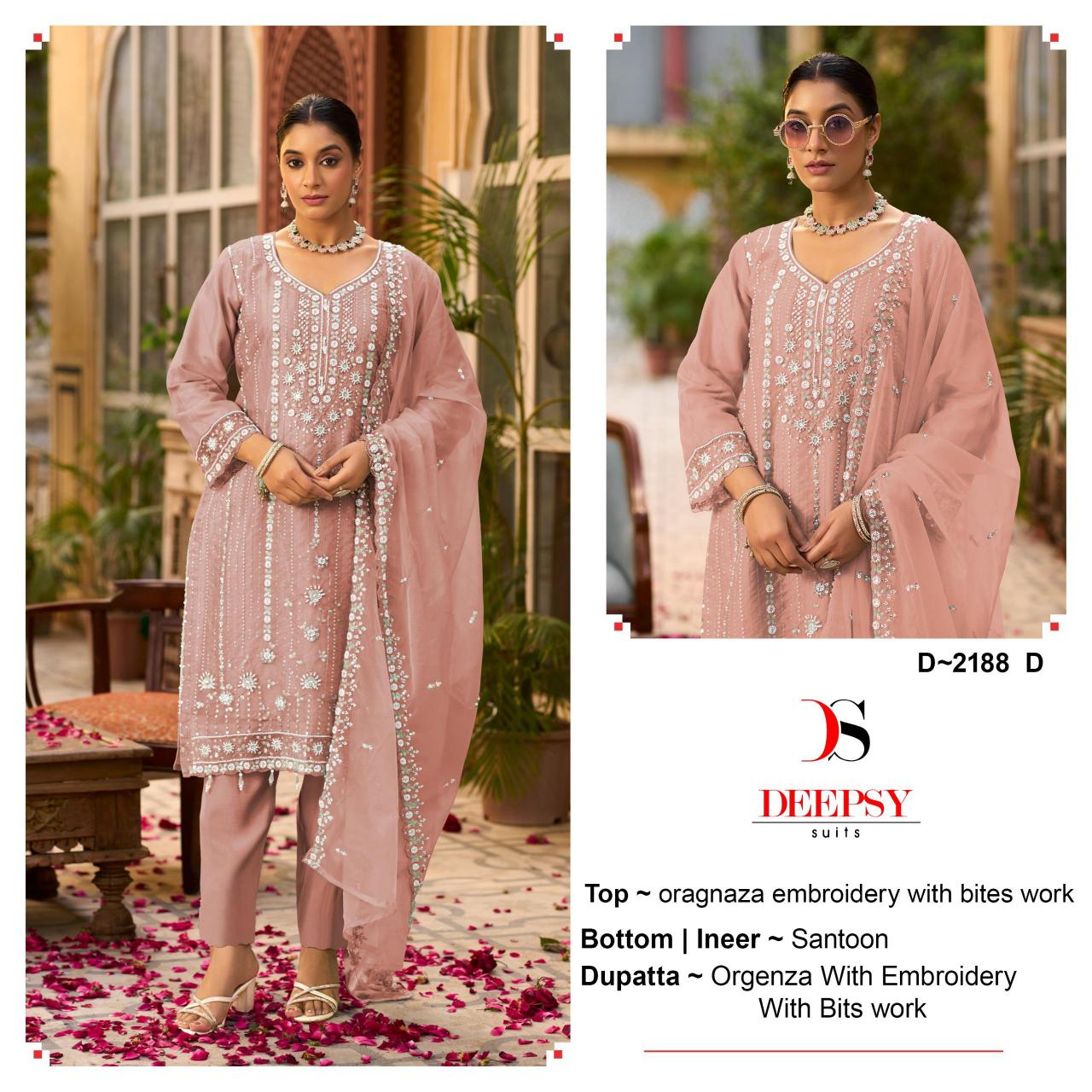 Deepsy 2188 catalog Organza Embroidered blue pakistani salwar suit