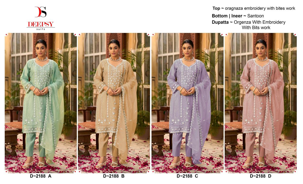 Deepsy 2188 catalog Organza Embroidered blue pakistani salwar suit