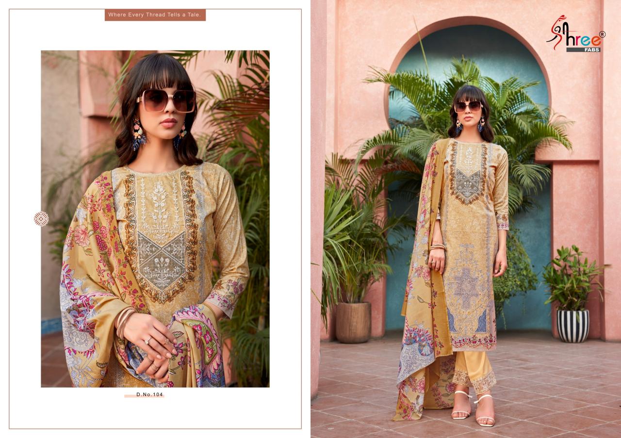 Shree Fabs Mashaal Emb Lawn Collection Vol 1catalog Cotton Dupatta pakistani suits suppliers