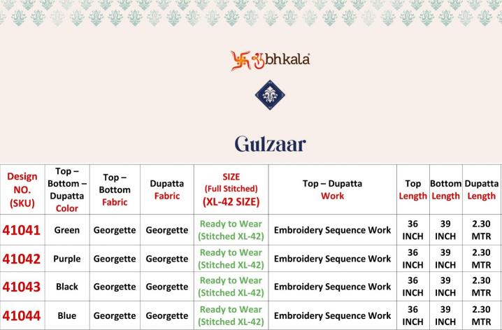 Shubhkala Gulzaar Catalog Georgette Designer Salwar Kameez