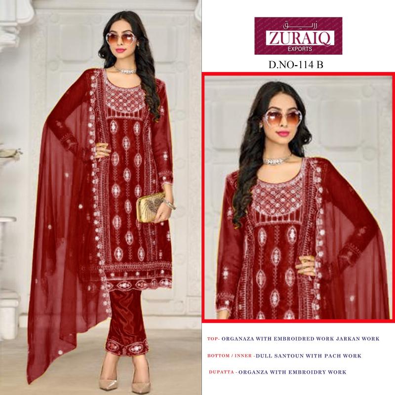 Zuraiq 114 ABCD Catalog pakistani party suits