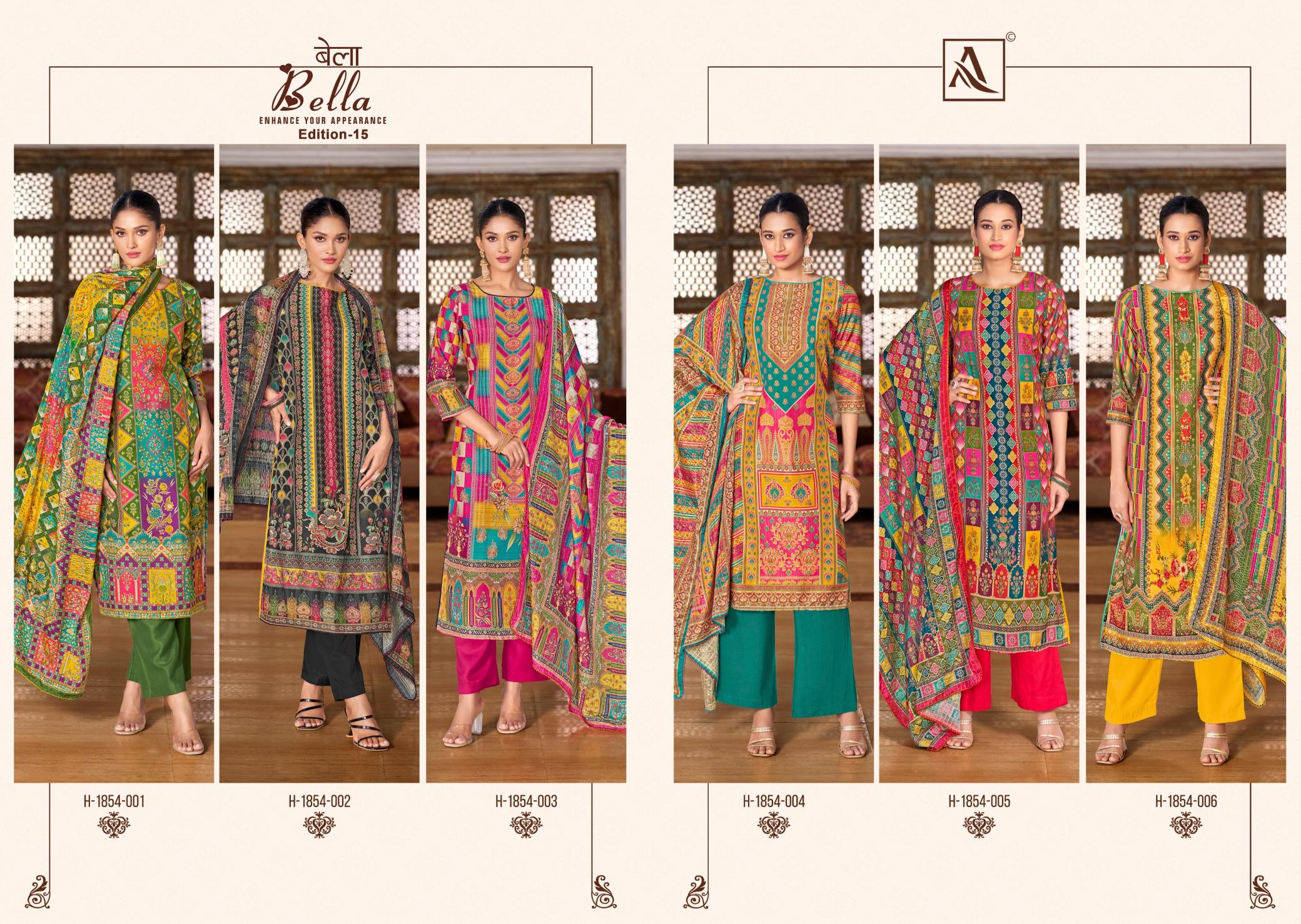 Alok Bella Vol 15 Catalog wholesale dress materials new party wear